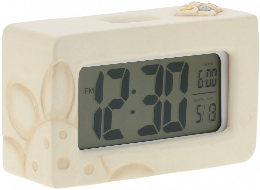 Orologio Con Sveglia E Temperatura THUN - Orologio Digitale Con Farfalle E Fiori - Linea Elegance - Accessori E Decorazioni Casa - Ceramica, Meccanismo Digitale - 16x5,5x11,6 Cm H Dispenser Sapone - 3
