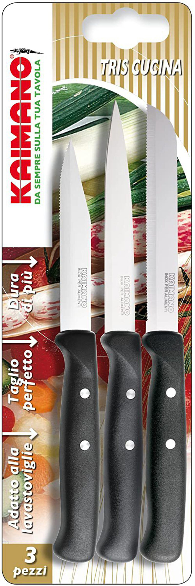 Kaimano Set 3 coltelli Sbucciatore Spelucchino Verdura Premium
