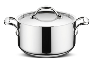 Casserole Lagostina Accademia Lagofusion 18 Cm – Acier Inox 18/10, Fond 5 Couches – Compatible Induction, Gaz, Four