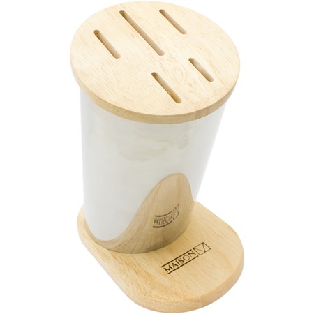 ceppo porta coltelli in acciaio e legno