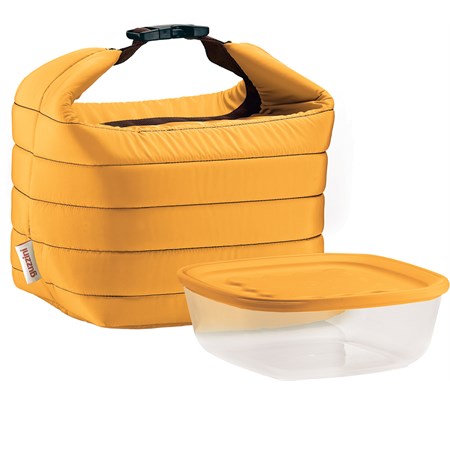borsa termica giallo ocra con contenitore
