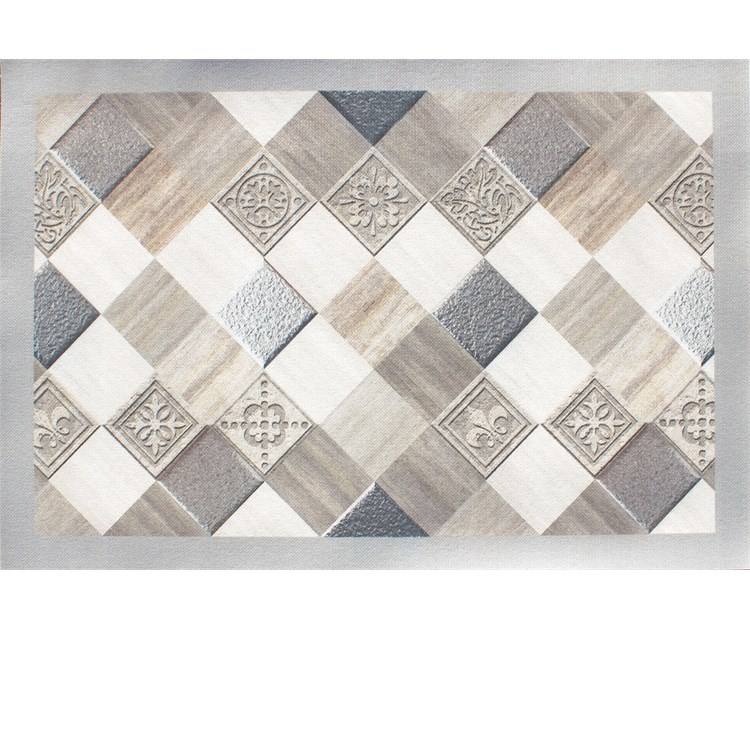 Tappeto in Vinile 54 x 190 cm Scacchiera Grigio