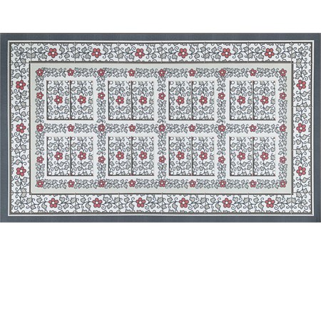 tappeto in vinile 54 x 190 cm grigio fiori rossi