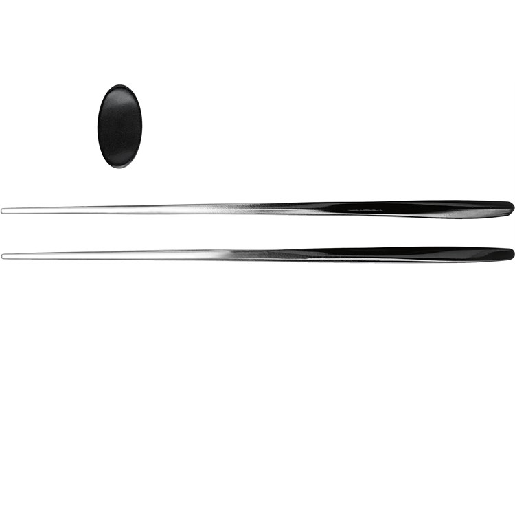 Set 2 coppie di bacchette con supporto Nero