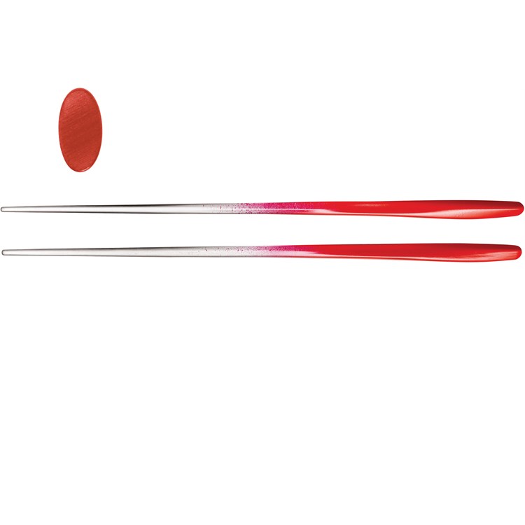 Set 2 coppie di bacchette con supporto Rosso