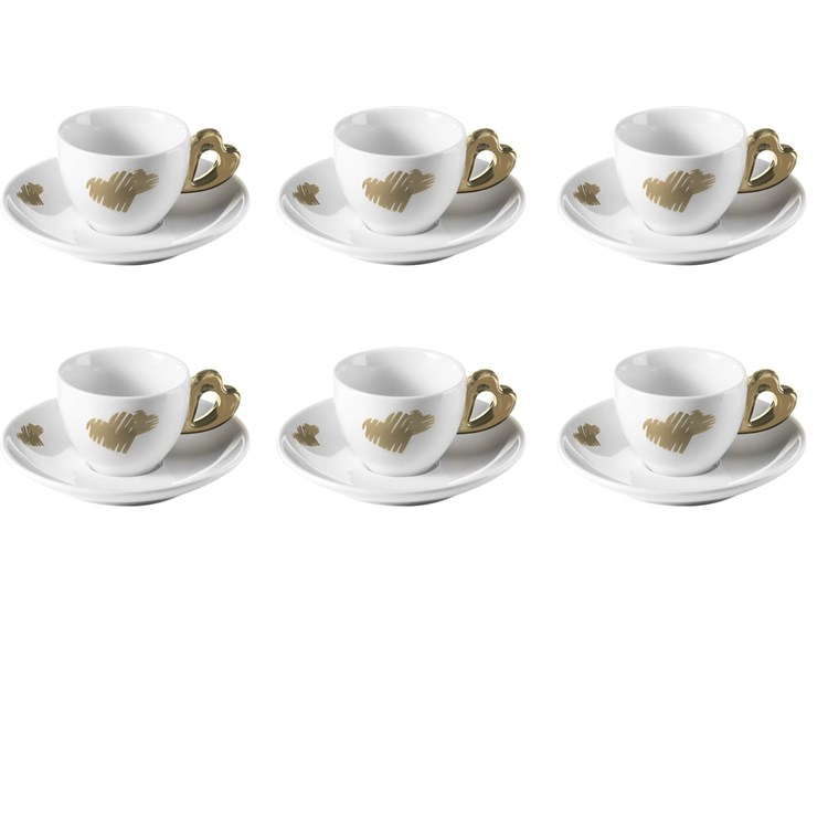 Set 6 tazzine da caffè Love Sabbia con piattini