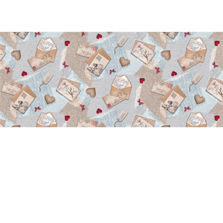 Tovaglia Plastificata Telata Lettere D'Amore