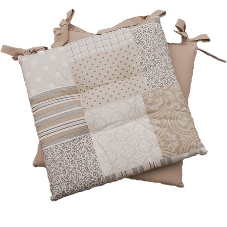 cuscino morbidone patchwork beige