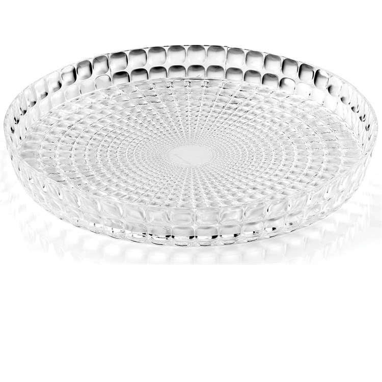 Vassoio Tondo Tiffany Trasparente Con Base Antiscivolo