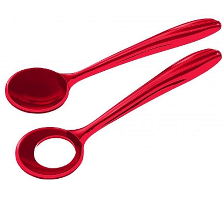 Coppia Posate Insalata Aqua Rosso