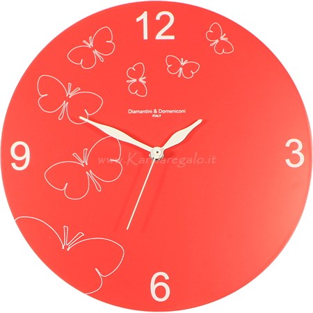 orologio da parete in legno butterfly rosso diamantini e domeniconi