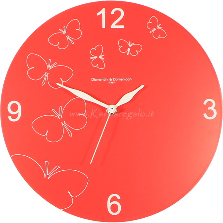 Orologio Da Parete In Legno Butterfly Rosso