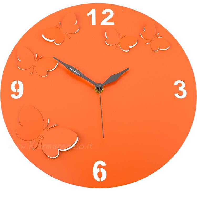 Orologio da parete in acciaio butterfly in rilievo arancio Maison 
