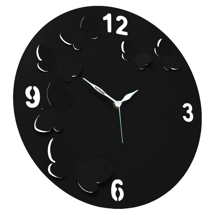 Orologio Da Parete Butterfly In Rilievo Nero