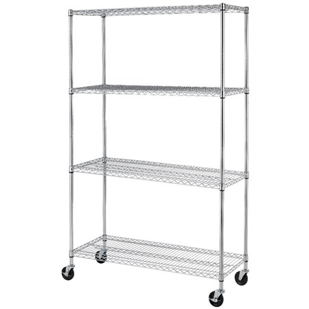 scaffale in filo dacciaio cromato con 4 ripiani altezza 213 cm