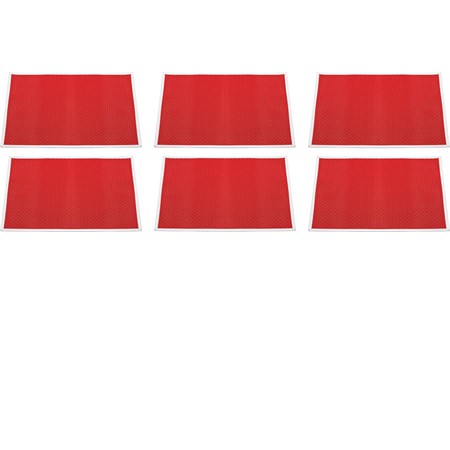 set 6 tovagliette effetto intrecciato rosso