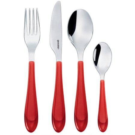 set 24 posate gocce rosso guzzini