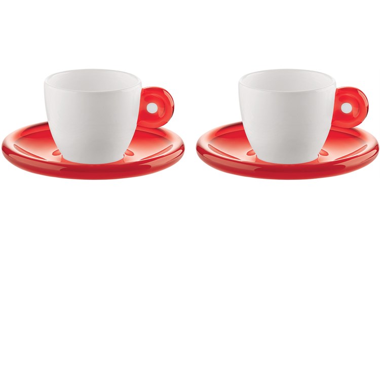 Set 2 Tazzine Da Caffe Gocce Rosso