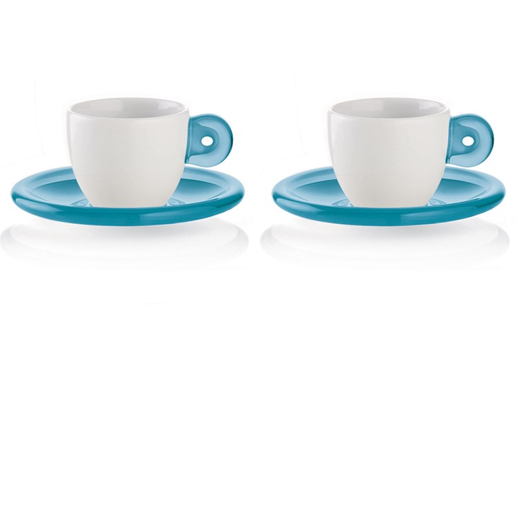 Set 2 Tazzine Da Caffe Guzzini Gocce Azzurro Mediterraneo