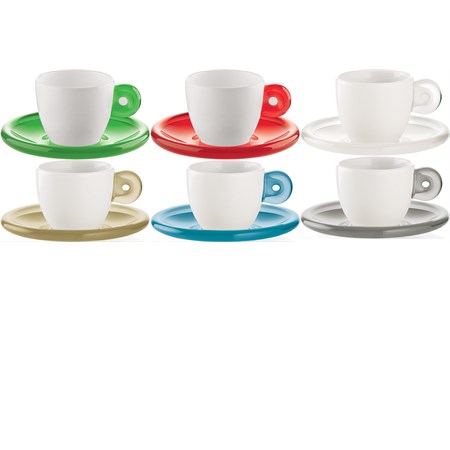 set 6 tazzine da caffe gocce multicolor