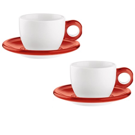 set 2 tazze da cappuccino gocce rosso guzzini