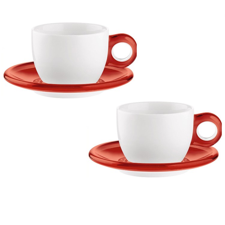 Set 2 Tazze Da Cappuccino Gocce Rosso