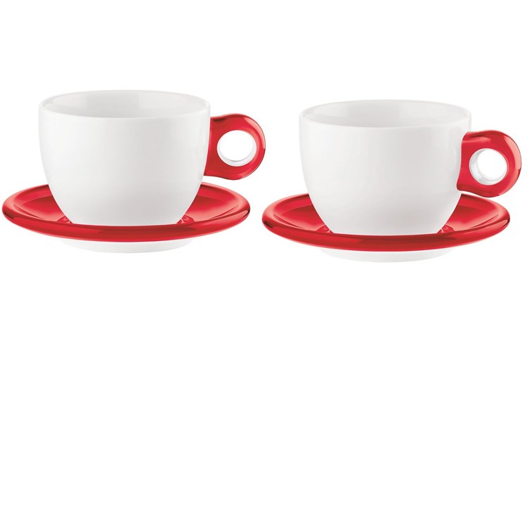 Set 2 Tazze Da Colazione Gocce Rosso