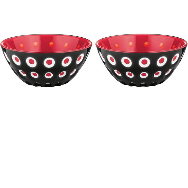 Set 2 ciotoline Murrine Nero Bianco Rosso cm 12