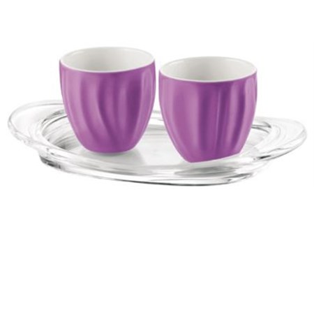 set 2 bicchierini caffe glicine aqua con vassoio guzzini