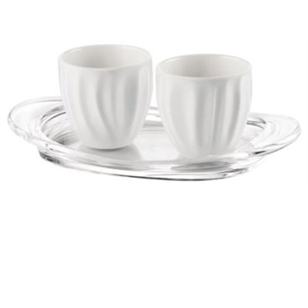 set 2 bicchierini caffe bianco aqua con vassoio guzzini