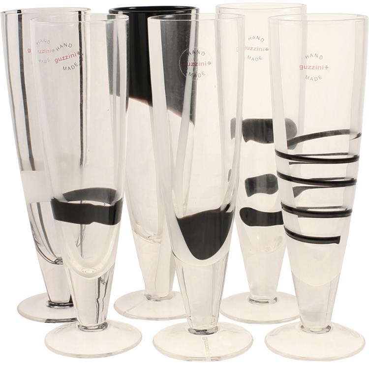 Set 6 Flute Table Art Nero