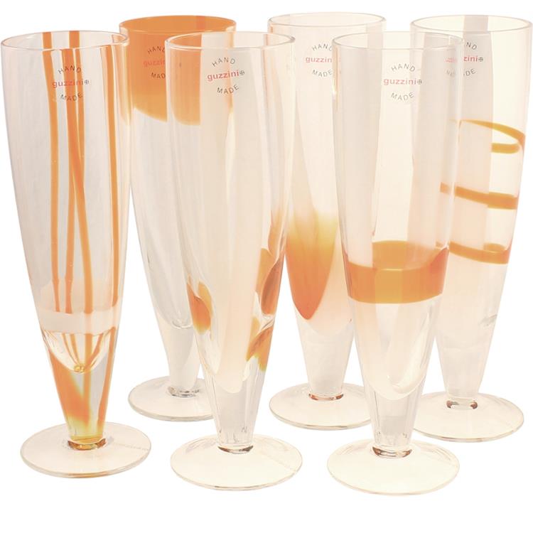 Set 6 Flute Table Art Arancio