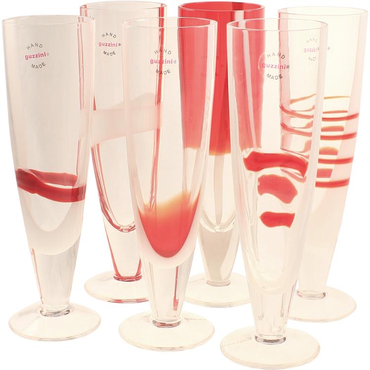 Set 6 Flute Table Art Rosso