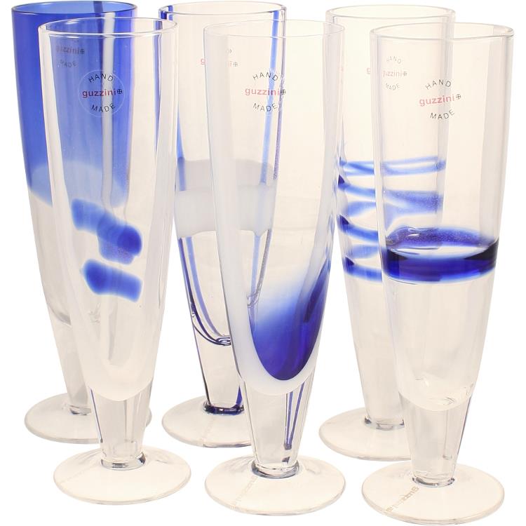 Set 6 Flute Table Art Blu