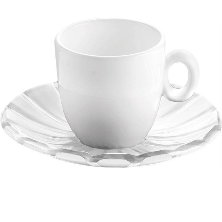 Set 2 tazzine con piattini grace bianco