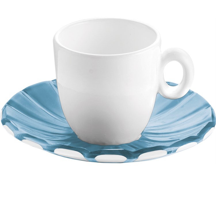 Set 6 tazzine con piattini grace azzurro mare