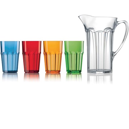 set caraffa con 4 bicchieri molato alti