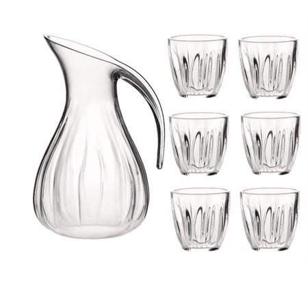 set caraffa con 6 bicchieri aqua trasparente