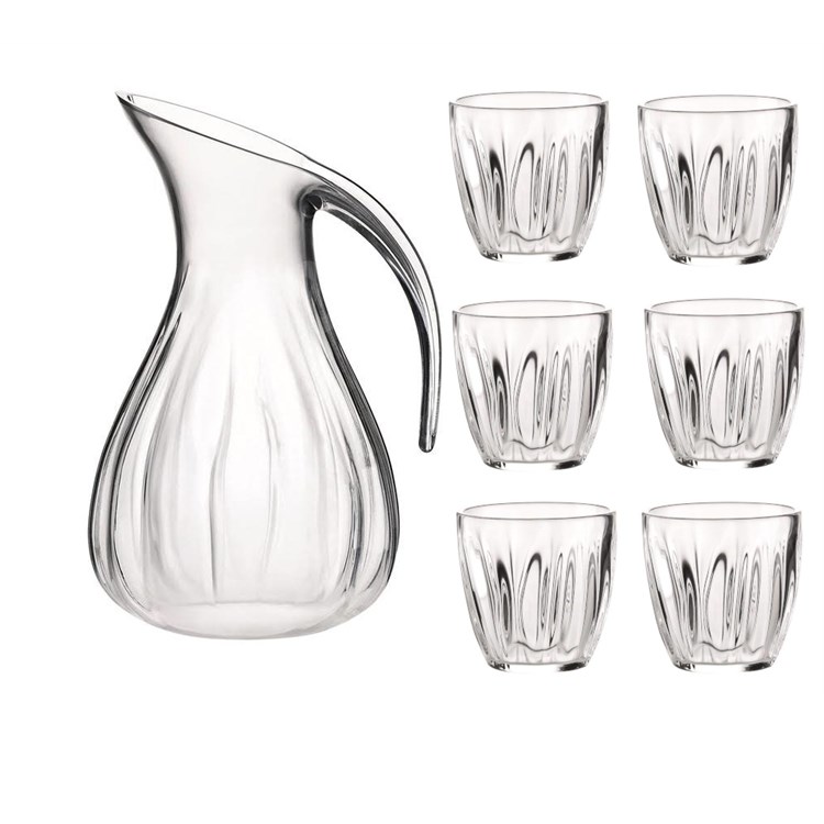 Set Caraffa Con 6 Bicchieri Aqua Trasparente