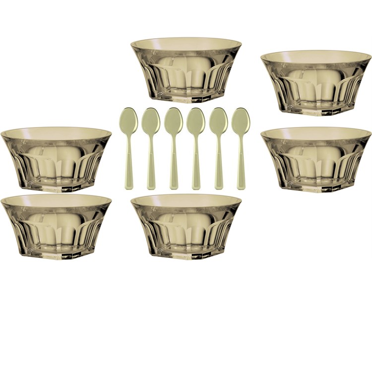 6 coppette con 6 cucchiaini sabbia Belle Epoque