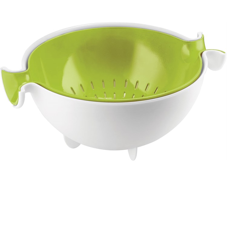 Set scolatutto con contenitore verde Spin e Drain Guzzini