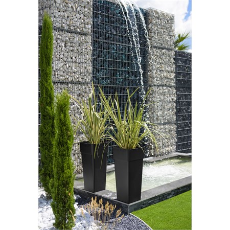 vaso duo quadro con conteiner nero cm 37 x 80 h