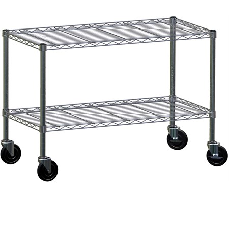 scaffale in filo dacciaio cromato con 2 ripiani altezza 45 cm