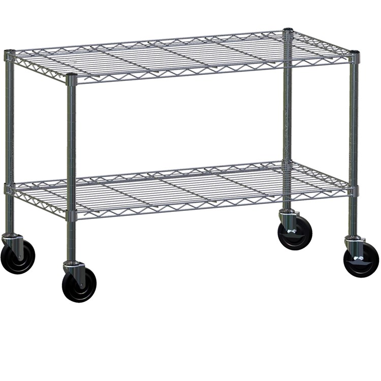 Scaffale in filo d'acciaio cromato con 2 ripiani Altezza 45 cm