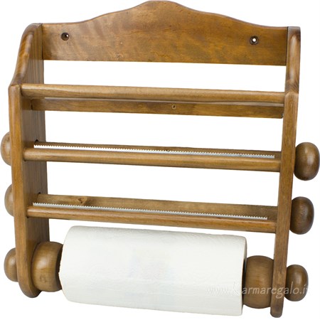 portarotolo da cucina in legno scuro