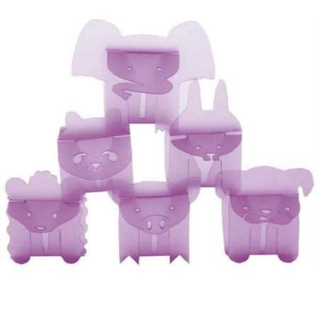 set 6 allacciatovaglioli animals viola