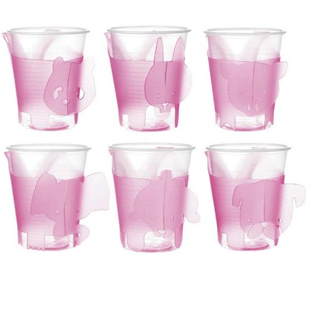 animals set 6 reggibicchieri rosa e my guzzini