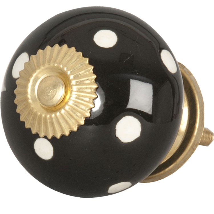 Pomello Nero Con Pois Bianchi