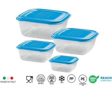 set 4 contenitori ermetici rettangolare