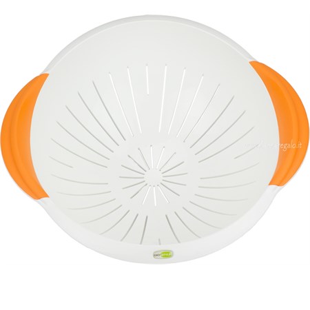 scolapasta riflori bianco e arancio